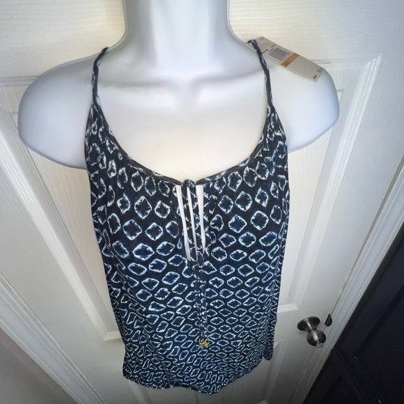 NWT Michael Kors MK Women’s Small Navy Cold Shoulder Long Sleeve Blouse Top S - Picture 3 of 14